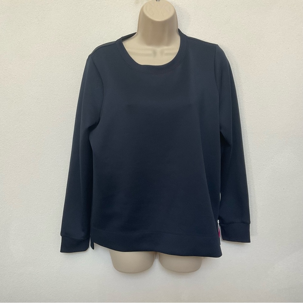 Xersion Navy Blue, Peekaboo Pink Zipper Crewneck Sweatshirt Size Small